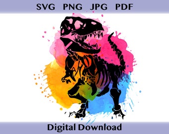 T-rex svg, Dinosaur svg bundle, T-rex png, Dinosaur Colour SVG, Skeleton Dinosaur SVG