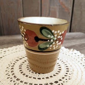 Floral Hand Painted Succulent Pot | Rustic Folk Art Ceramic | Boho Indoor Cactus Planter