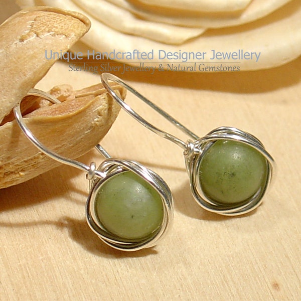 Jade 925 Sterling Silver Earrings Silberne Ohrringe   Handmade Jewellery 1021-5