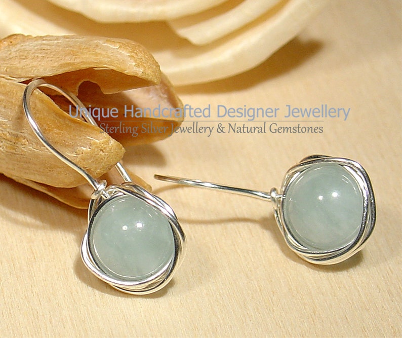 Aquamarin 925 Silber Ohrringe Sterling Silberne Ohrringe Handmade Jewellery 1123-2 Bild 5