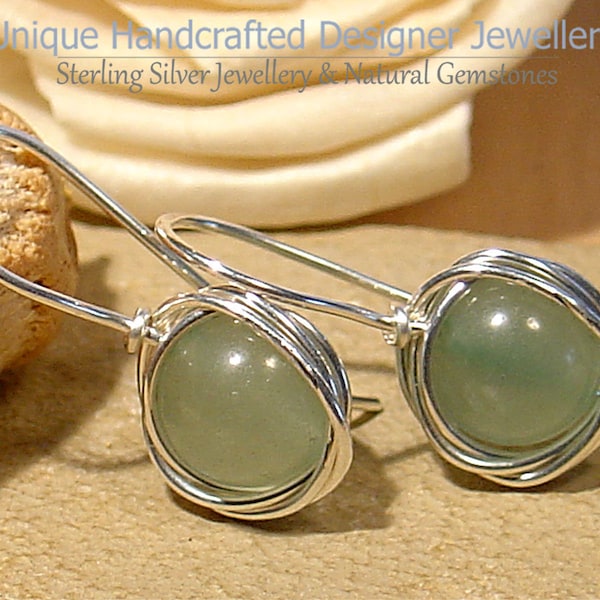 Jade 925 Sterling Silber Ohrringe Silberne Ohrringe handgefertigte Schmuck 1018-4