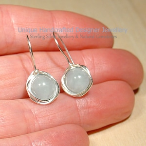 Aquamarin 925 Silber Ohrringe Sterling Silberne Ohrringe Handmade Jewellery 1123-2 Bild 6