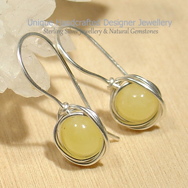 Amber Earrings 925 Silver Silberne Ohrringe Baltic Yellow Handmade Jewellery 0222-2