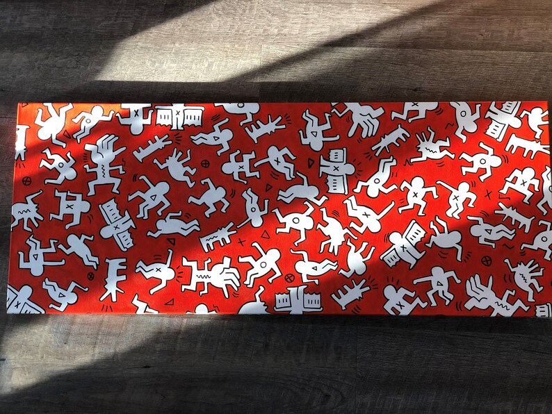 Tribute to Keith Haring Colorblock Acrylic Painting