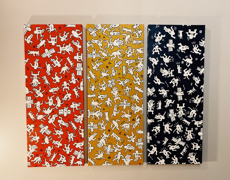 Tribute to Keith Haring Colorblock Acrylic Painting