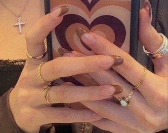 Brown Nails Etsy