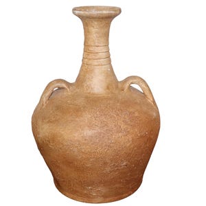 Handmade Painted Terracotta Vase – Rustic Boho Clay Pottery,  Weathered Farmhouse Urn