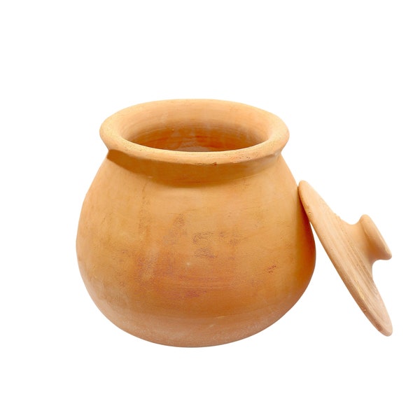 Cooking Clay pot, handmade Pottery cookware pan with lid, Natural Unglazed Earthenware pot, cooking Casserole, Terracotta Mud Roaster