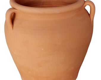 Handmade Pottery Clay Planter, Natural Terracotta plant pot, flower pots , 3 handles earthenware flowerpots