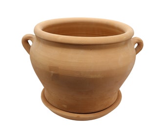 Handmade Pottery Clay Planter, Natural Terracotta plant pot, flower pots with Saucer, earthenware flowerpots