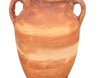 Handmade Terracotta Vase, Clay Artisan Urn,  Amphora Pottery Centerpiece, Farmhouse  Décor Vase
