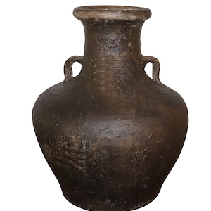 Handmade Painted Terracotta Vase – Rustic Boho Clay Pottery,  Weathered Farmhouse Urn
