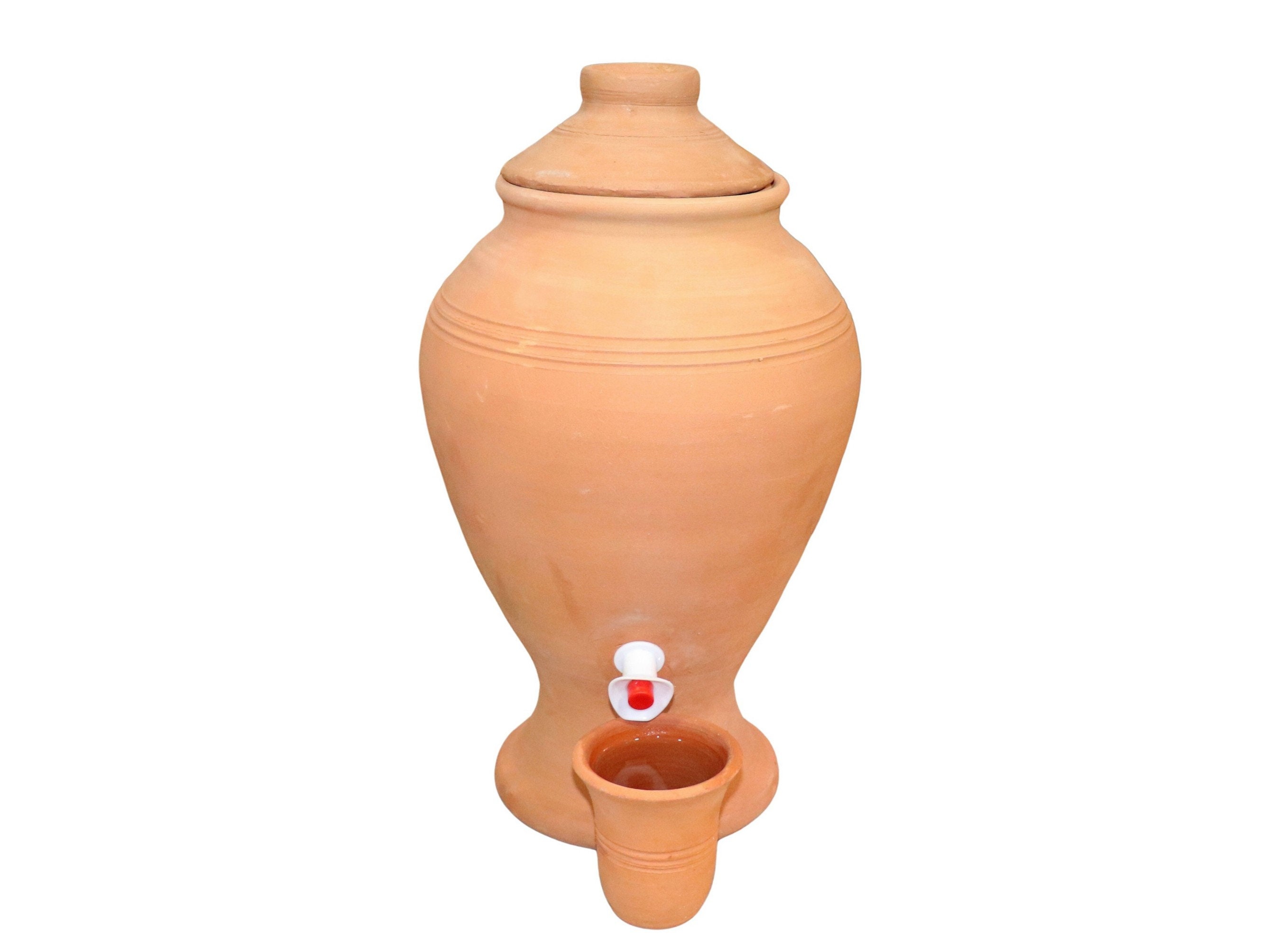 water dispenser Clay Water Pot terra cotta with Steel tap faucet jug pitcher