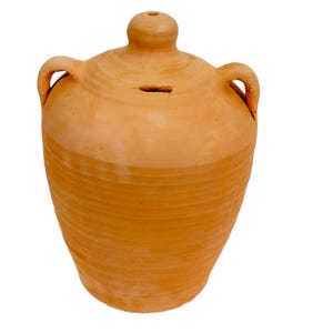 Terracotta Piggy Bank, Handmade Roman Clay coin Bank, Money pot box, Savings coin jar, Money pot, Coin container holder