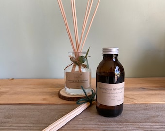 Lemongrass & Eucalyptus | Natural Essential Oil Reed Diffuser REFILL | Eco-Friendly Handmade Refillable Gift