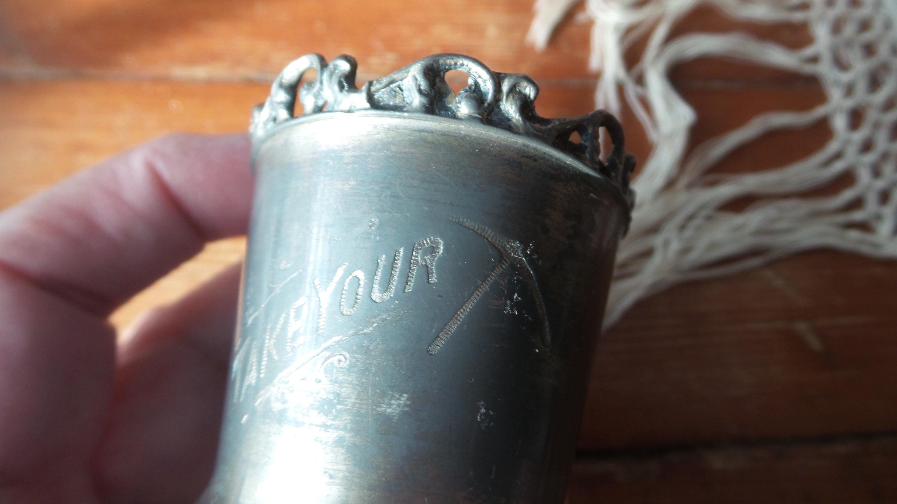 Antique Worn Silverplate TOOTHPICK HOLDER, Take Your Pick, Pickaxe