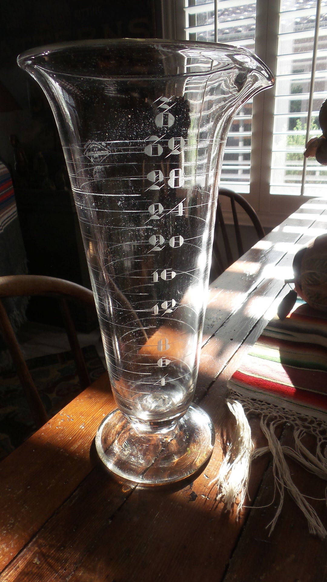 Antique GLASS APOTHECARY BEAKER Pharmacy Etched Whitall Etsy