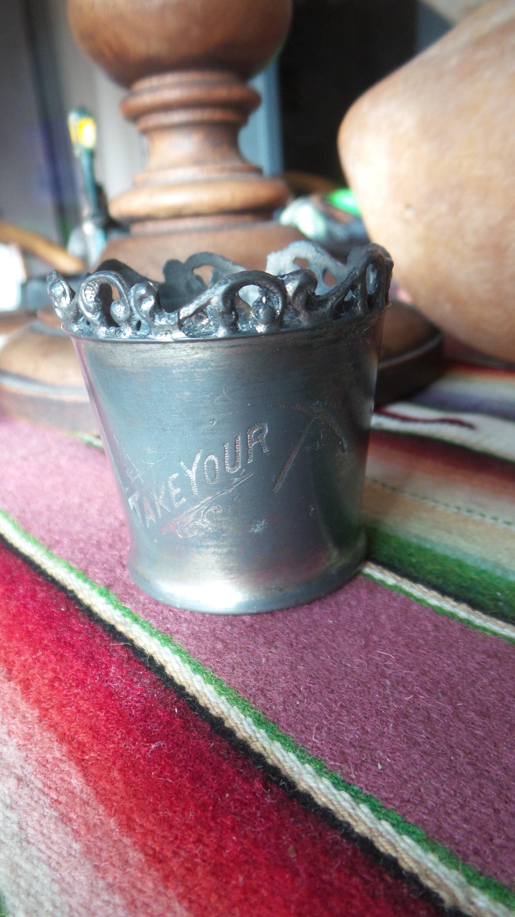 アンティーク雑貨 Antique Birmingham 1915 Toothpick Holder Antique Worn Silverplate TOOTHPICK HOLDER, Take Your Pick, Pickaxe