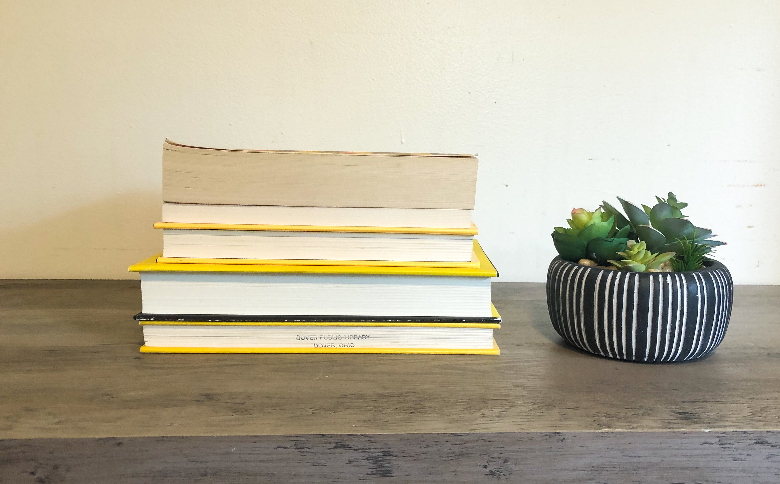Bundle of 5 Yellow Books Bookshelf Decor Living Room Etsy