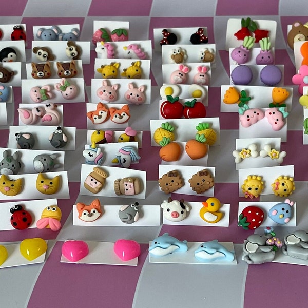 Kawaii Polymer Clay Earrings Etsy