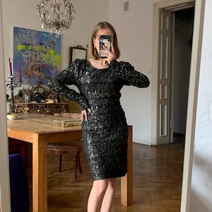 Vintage Little Black Dress, Bodycon Mini Vestido