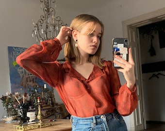 Red Sheer Blouse - Etsy