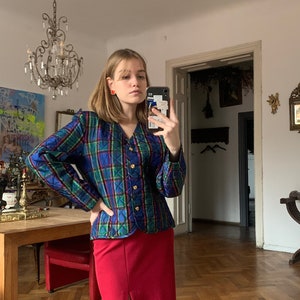 Vintage Plaid Jacket, Fall Blazer