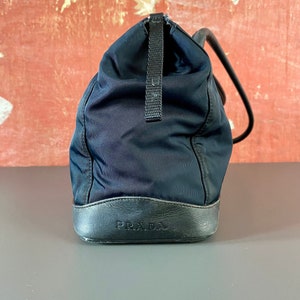Prada 2000s Black Nylon Leather Strap Bag · INTO