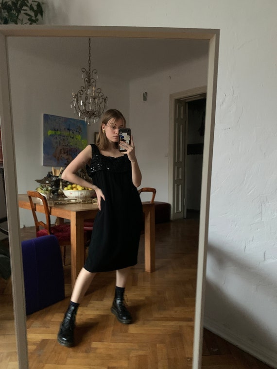 Vintage Black Embellished Midi Dress , Sleeveless Dress - Etsy