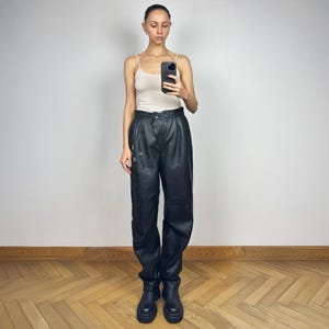 Vintage Black Leather Pants, High Waisted pants, Women&#39;s Leather pants