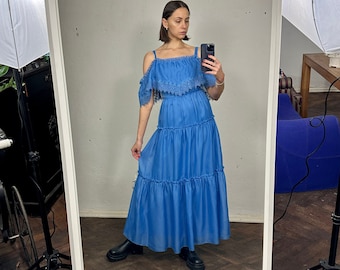 Robe Maxi Sans Bretelles Vineyard Vines - Bleu Royal Rayé Blanc, Taille S, Occasion Très Bon état