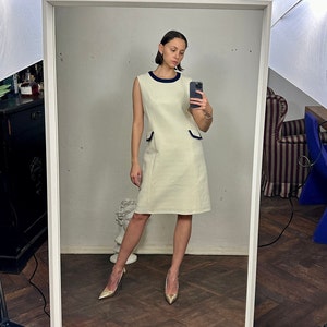 Vintage Cream White Midi Dress, Sleeveless Dress