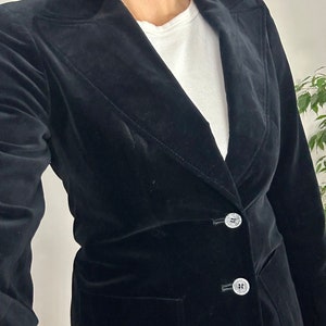 Blazer vintage en velours noir, veste en velours de coton image 2