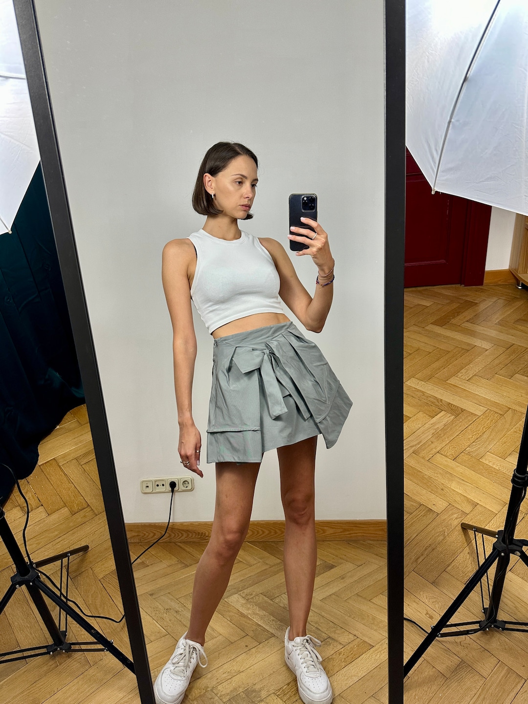 m*i様 HYEON pepper mini wrap skirt グレー Heather Grey Mini Skirt – HERR by Isabela