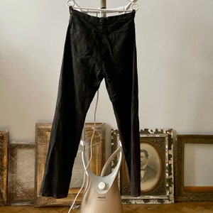 Pantalones vintage de cuero marrón oscuro, pantalones de cintura alta, pantalones de cuero de ante para mujer imagen 9