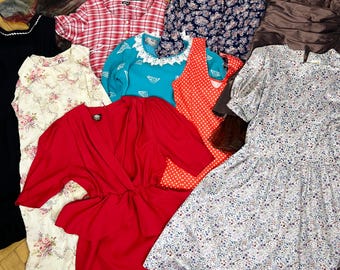 10 x Vintageklänningar, Vintageklänningspaket, Set med 10 klänningar, Vintage-mysterielåda