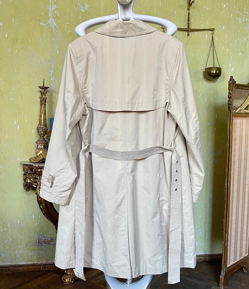 Vintage Beige Trench Coat, Light Cotton Coat, Midi Trench Coat with Tie Waist image 9
