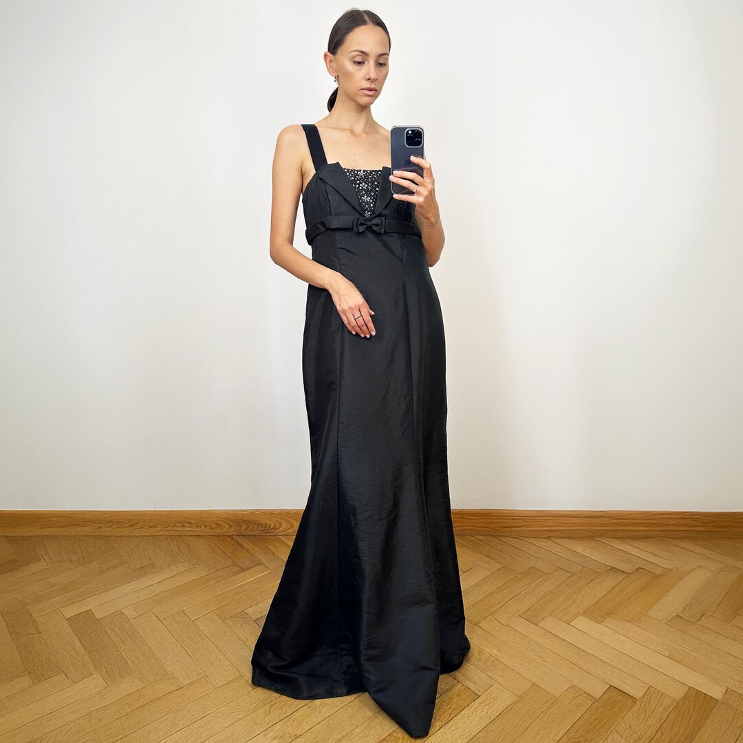 Simple Long Taffeta Dresses with Pockets Regency Plus Size main image 1