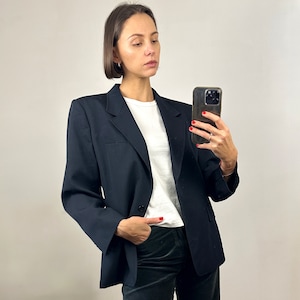 Vintage Black MARELLA Wool  Elegant Blazer, Designer Classy Women&#39;s Jacket