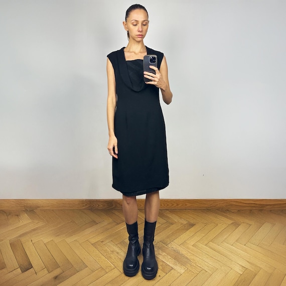 Vintage Black Sleeveless Wool Midi Dress, Black Pencil Dress - Etsy Israel