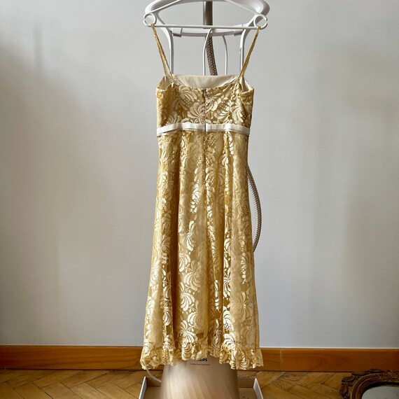 Buy Vintage Gold Lace Midi Dress, Sleeveless Lace Dress Online in India -  Etsy