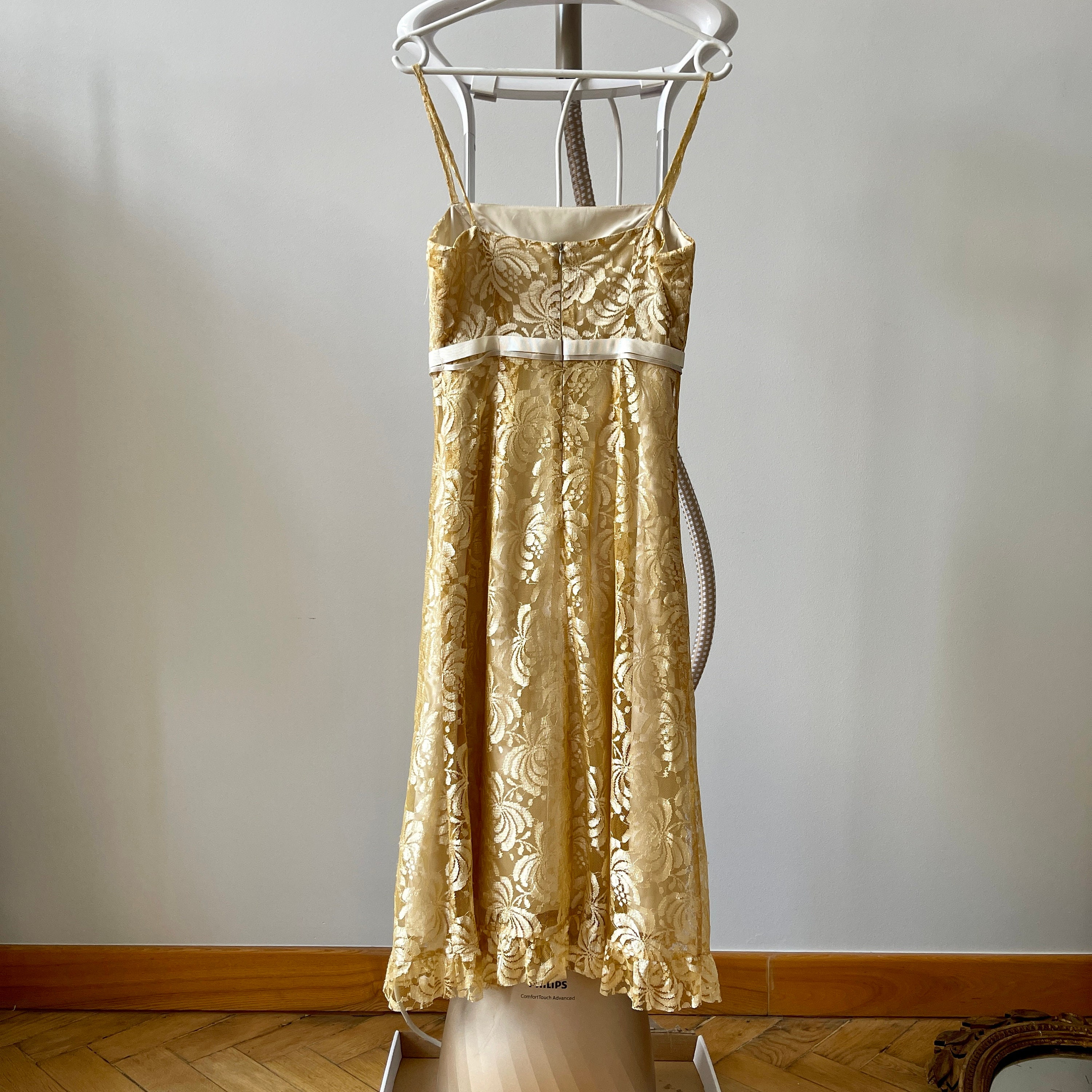 slim fit dress slacks Baltic Born Womens Fabian Jacquard Midi Dress | Mauve + Gold main image 0