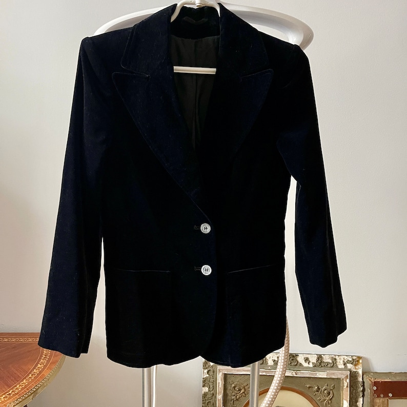 Blazer vintage en velours noir, veste en velours de coton image 7