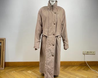 Vintage Beige Trenchcoat, Langer Herbstmantel