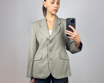 Vintage Beige Wool  Elegant Blazer, Classy Women's Jacket