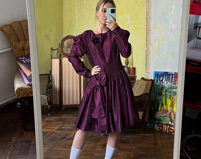 Simple Long Taffeta Dresses with Pockets Vintage Mauve