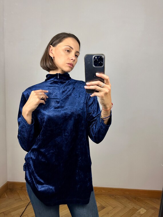 Blusa terciopelo azul deals