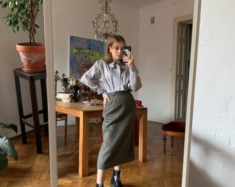 long wool pencil skirt