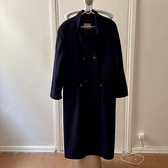 Vintage Navy Blue Wool Overcoat , Long Oversized … - image 7