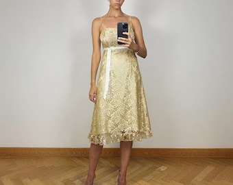 cream and gold lace dress One In A Billion Cream Ruffle Split Leg Lace Maxi Dress